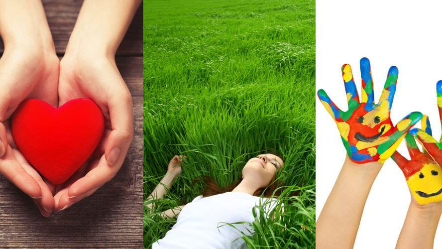 herz, hände, kindliche kreativität, bunte handabdrücke, lachen, wiese